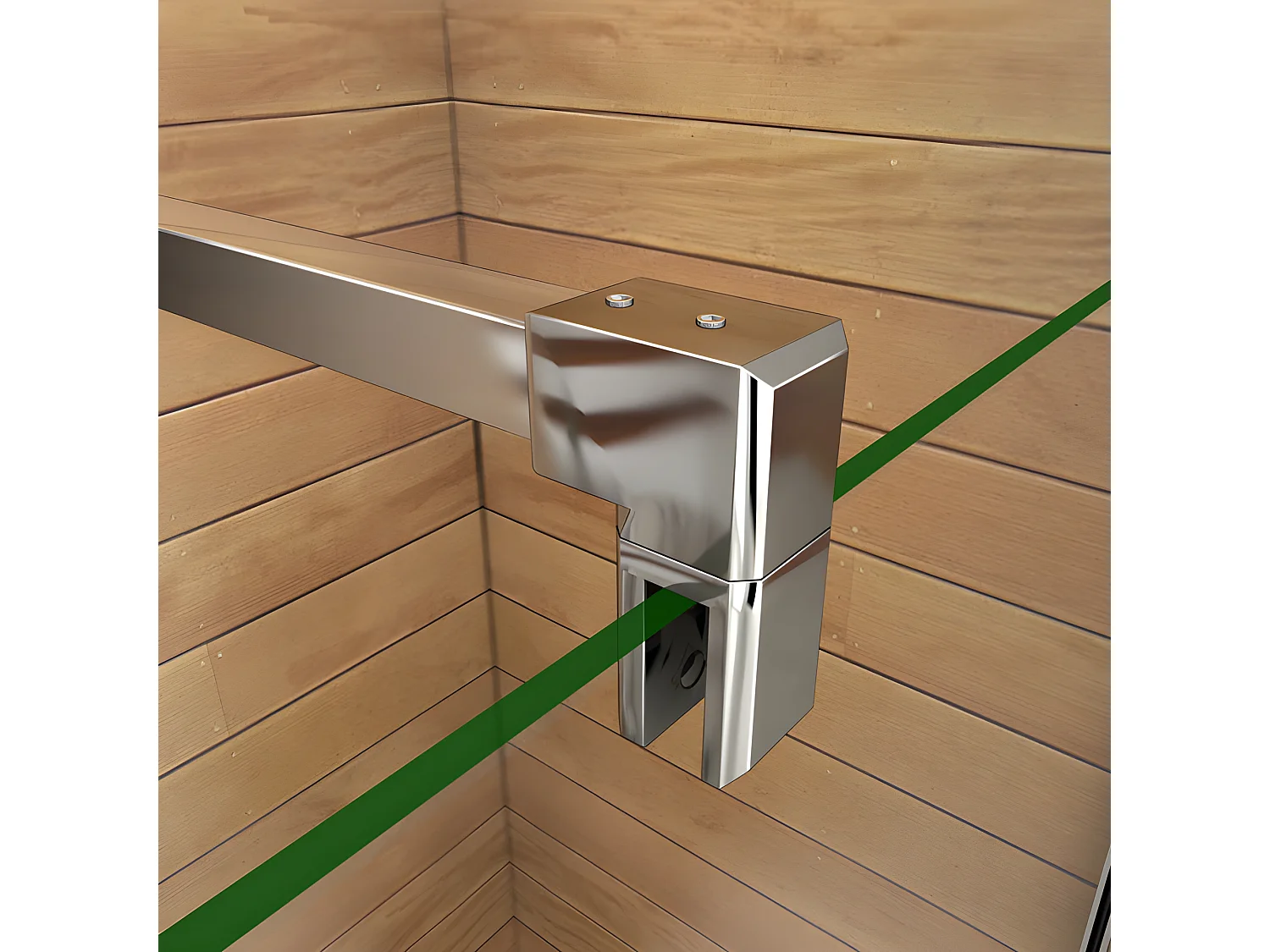 Paroi de douche à l'italienne verre dépoli au centre 110+40x200cm avec retour pivotant, avec barre de fixation 90cm en carré