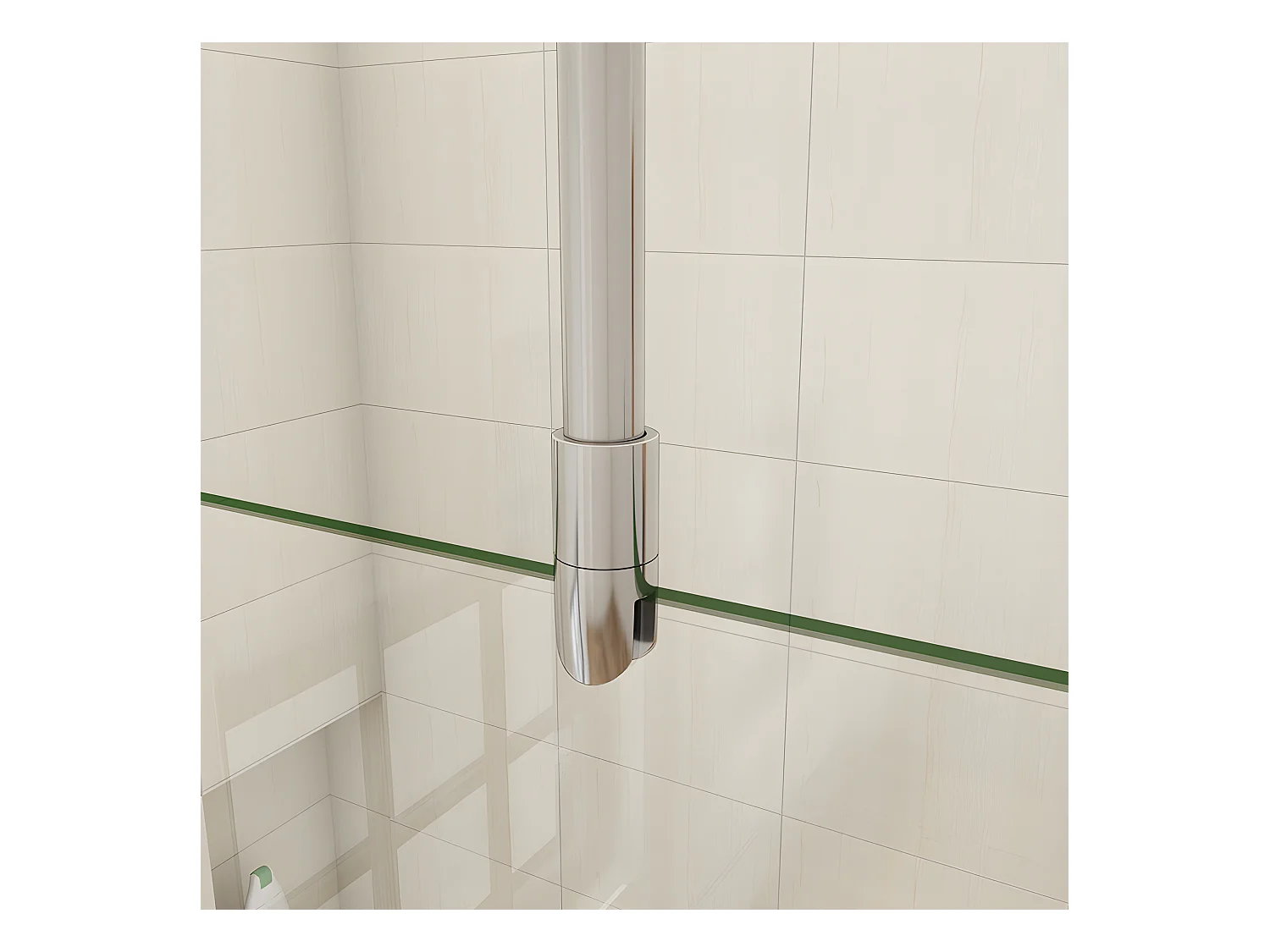 Paroi de douche à l'italienne 40x200cm avec barre de fixation au plafond 90-150cm - Chromé - Verre 8mm trempé transparent
