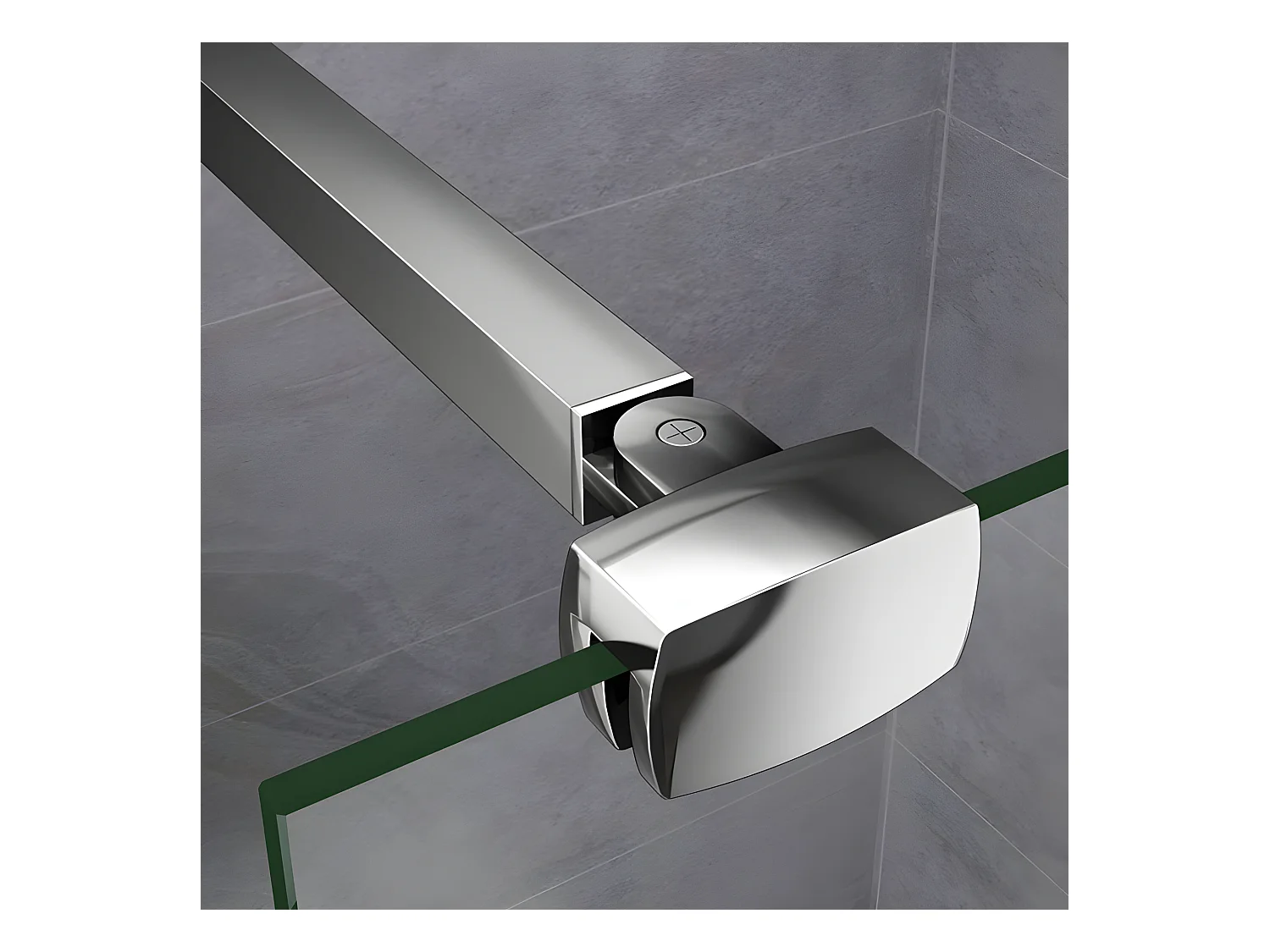 Paroi de douche à l'italienne 120x200cm avec barre de fixation 90cm pince renforcée, en 8mm verre bande centrale dépolie