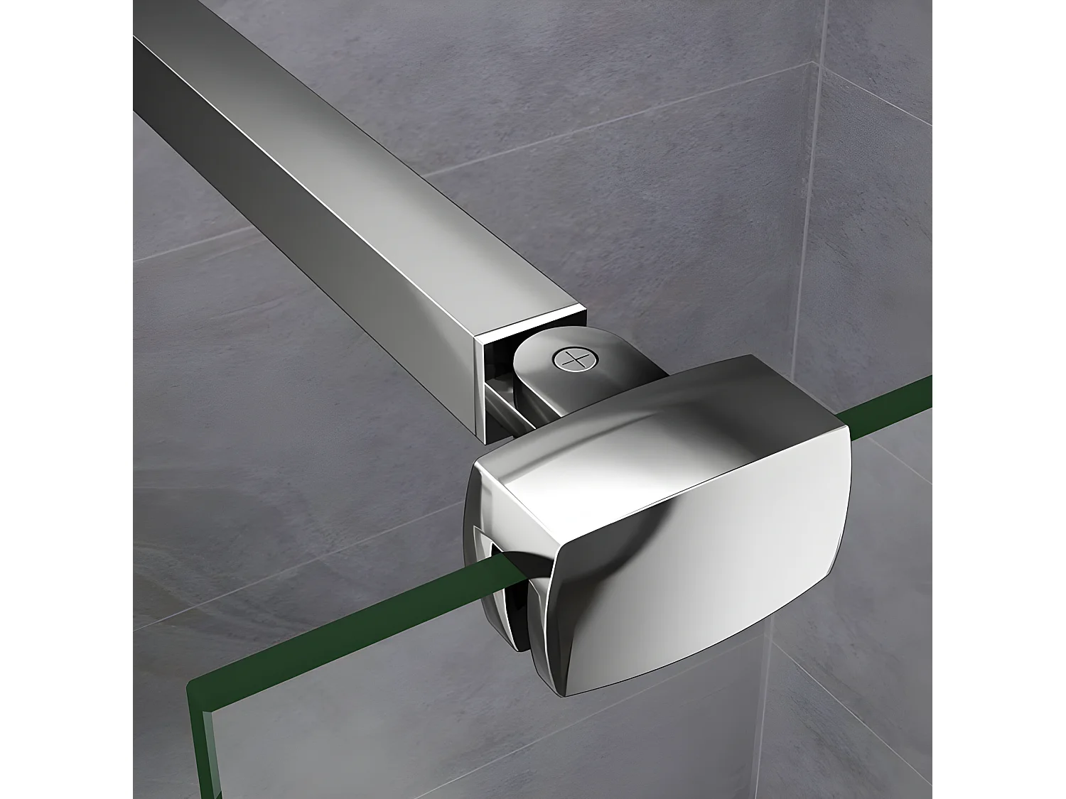 Paroi de douche à l'italienne 120x200cm avec barre de fixation 90cm pince renforcée, en 8mm verre bande centrale dépolie