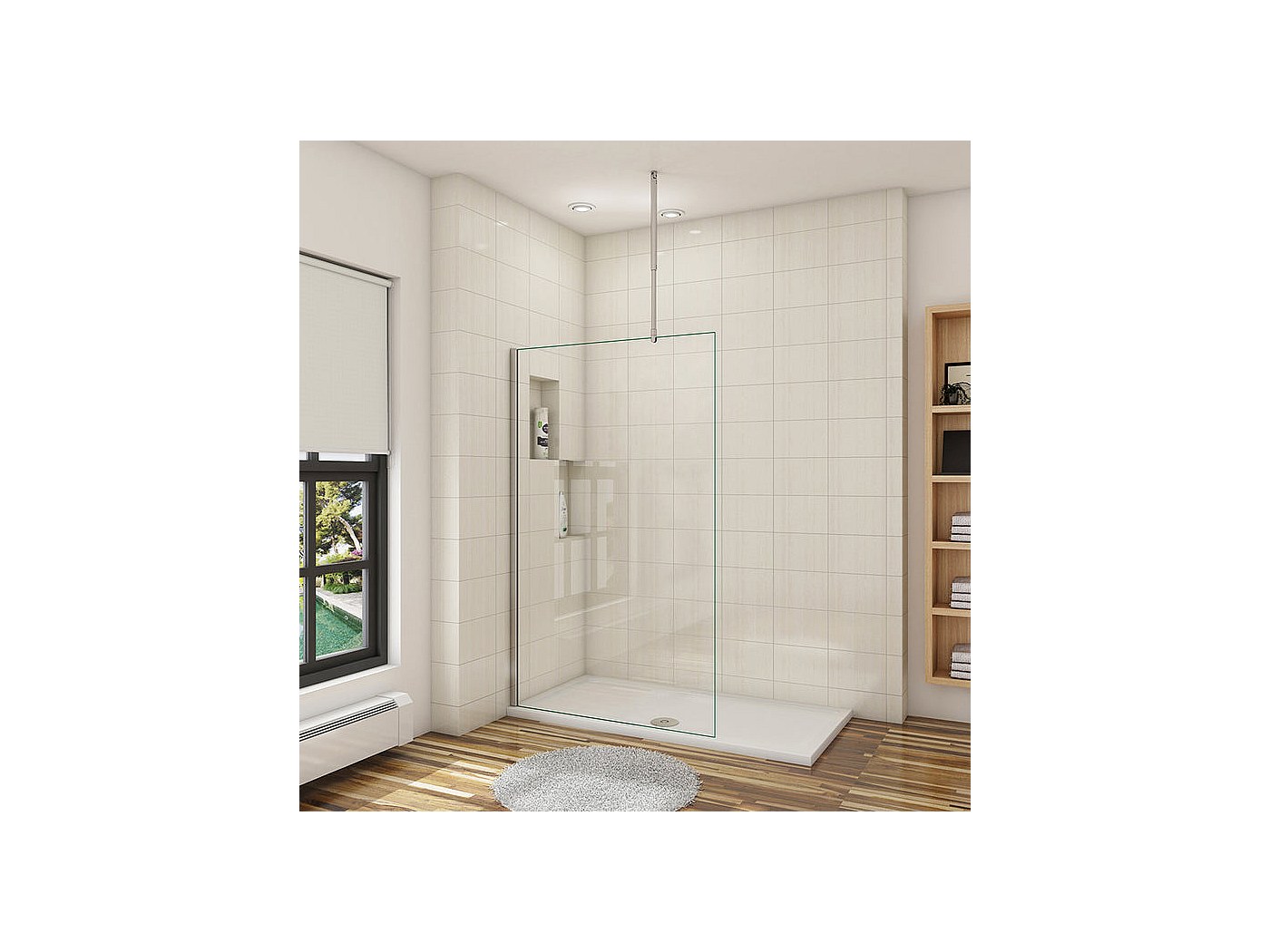 Aica Paroi De Douche 140x200cm En 8mm Verre Anticalcaire Et Fumé Et