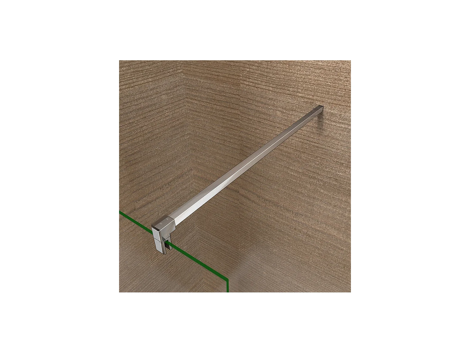 Douchewand Italiaans matglas midden 140+30x200cm, met roterende retour- en bevestigingsstaf 140cm vierkant