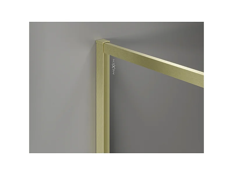 Mexen Kioto-F Painel de duche Walk-in com moldura 160 x 90 cm, transparente 8 mm, dourado escovado - 800-160-202-04-55-090