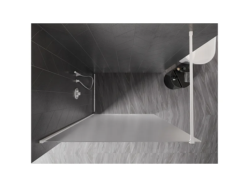 Mexen Kioto-X brusevæg Walk-in 100 x 200 cm, frostet 10 mm, hvid - 800-100-101-20-30-X
