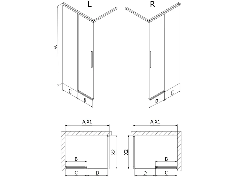 Mexen Rox douchewand Walk-in 70 x 200 cm, transparant 8 mm, wit - 8C2-070-003-20-00
