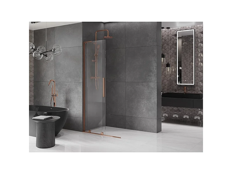 Mexen Velar L Shower Wall Sliding Walk-in 110 x 200 cm, Transparent 8 mm, Rose Gold - 871-110-003-03-60