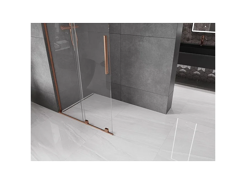 Mexen Velar L Shower Wall Sliding Walk-in 110 x 200 cm, Transparent 8 mm, Rose Gold - 871-110-003-03-60