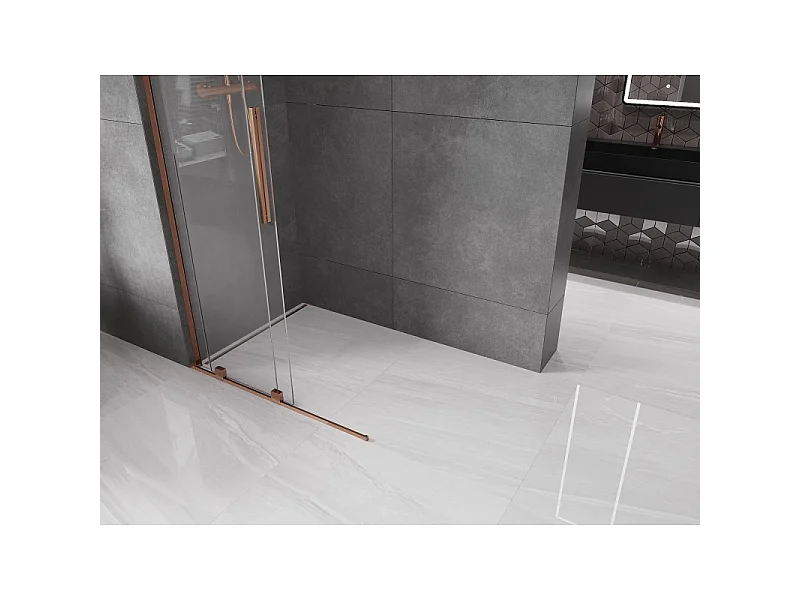 Mexen Velar L Shower Wall Sliding Walk-in 110 x 200 cm, Transparent 8 mm, Rose Gold - 871-110-003-03-60