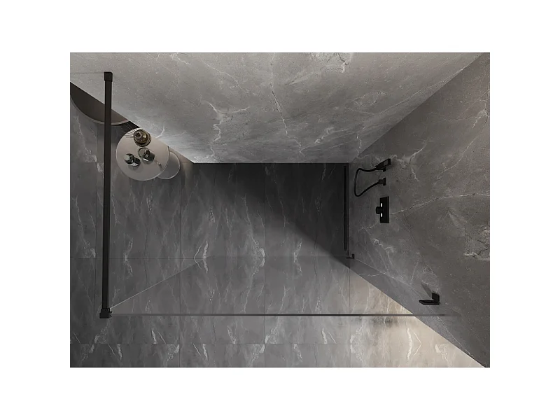 Mexen Lunar paroi de douche Walk-in droite 90 x 200 cm, transparente 8 mm, noire - 830-090-000-70-00-P