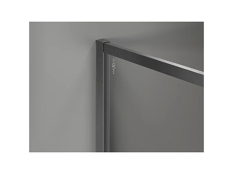 Mexen Kioto-XF Painel de chuveiro Walk-in com moldura 120 x 202 cm, grafite 10 mm, cinza escovado - 800-120-104-66-40-X