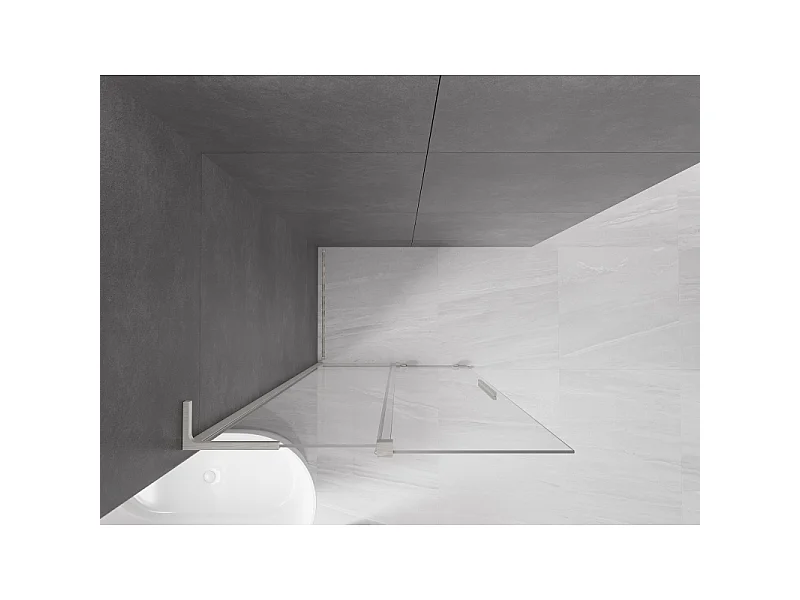 Mexen Velar L sliding shower wall Walk-in 110 x 200 cm, transparent 8 mm, brushed nickel - 871-110-003-03-97