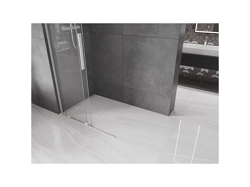 Mexen Velar L sliding shower wall Walk-in 100 x 200 cm, transparent 8 mm, brushed nickel - 871-100-003-03-97
