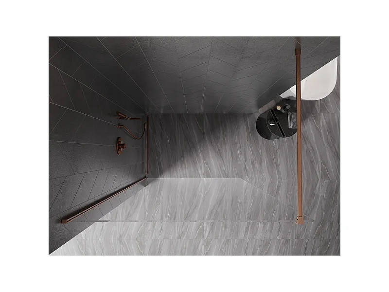 Mexen Kioto-X brusevæg Walk-in 60 x 200 cm, transparent 10 mm, børstet kobber - 800-060-101-65-00-X