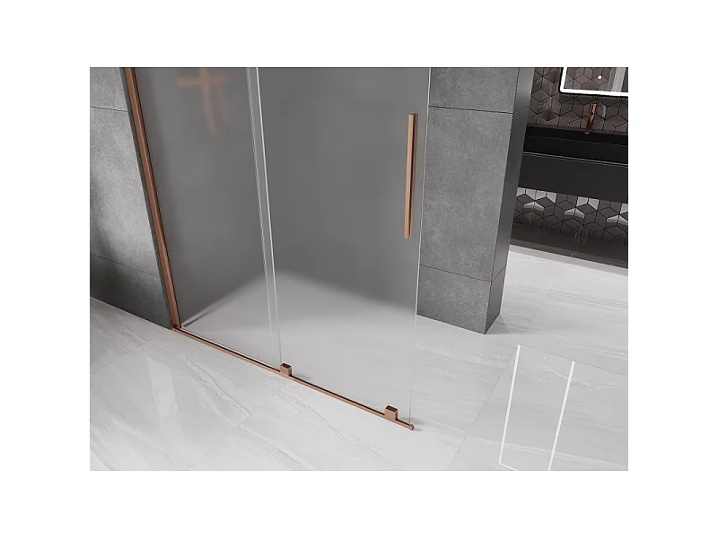 Mexen Velar Walk-in Shower Screen 140 x 200 cm, Frosted 8 mm, Rose Gold - 871-140-000-33-60