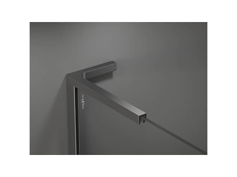 Mexen Kioto+ L painel de chuveiro com prateleira Walk-in 120 x 200 cm, transparente/fosco, metal gun - 800-120-123-95-35