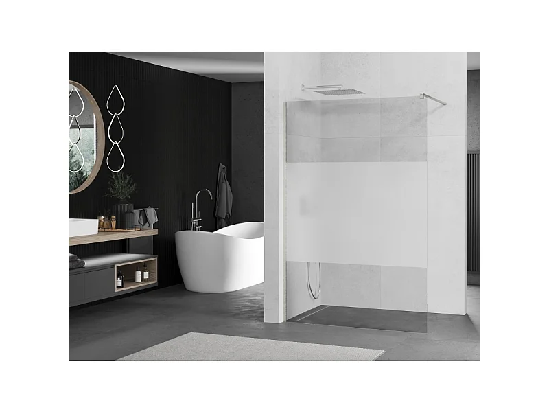 Mexen Kioto Brusevæg Walk-in 110 x 200 cm, transparent/iðet 8 mm, børstet nikkel - 800-110-101-97-35