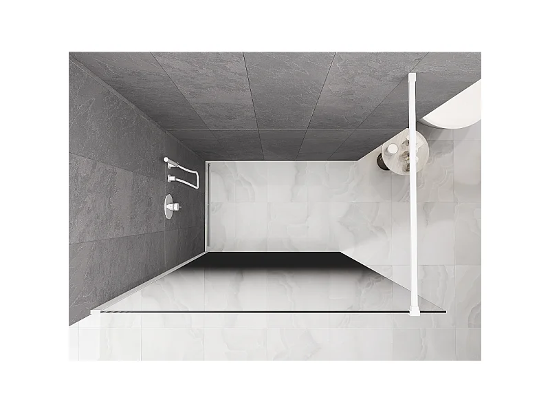 Mexen Kioto paroi de douche Walk-in 140 x 200 cm, ombre noire 8 mm, blanche - 800-140-101-20-76