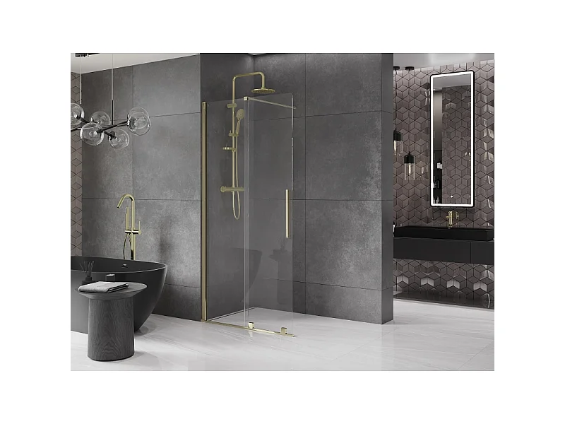 Mexen Velar sliding shower wall Walk-in 90 x 200 cm, transparent 8 mm, gold - 871-090-000-03-50