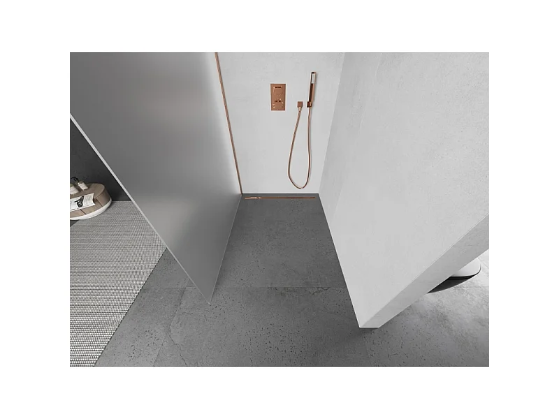 Mexen Kioto Walk-in Shower Screen 100 x 200 cm, Frosted 8 mm, Brushed Copper - 800-100-101-65-30