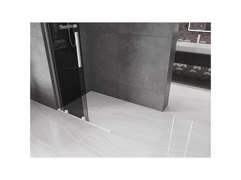 Mexen Velar L sliding shower wall Walk-in 110 x 200 cm, graphite 8 mm, white - 871-110-003-43-20