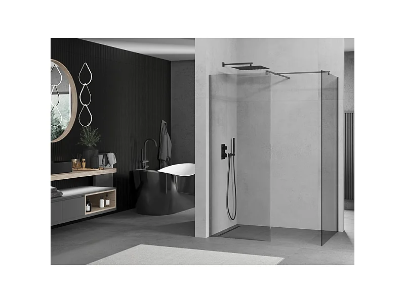 Mexen Kioto tuš stena Walk-in 110 x 105 cm, prozorna, brušena pištolsko siva - 800-110-202-66-00-105
