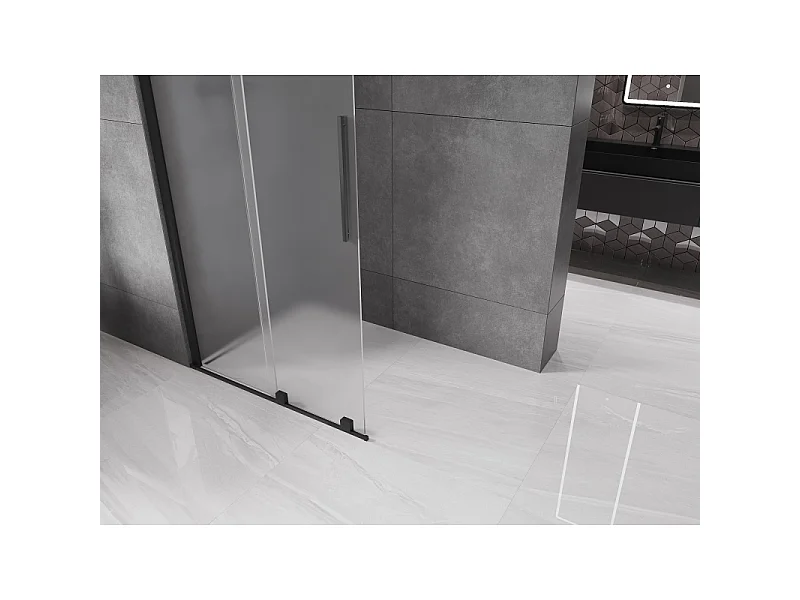 Mexen Velar Walk-in Shower Screen 70 x 200 cm, Frosted 8 mm, Black - 871-070-000-33-70