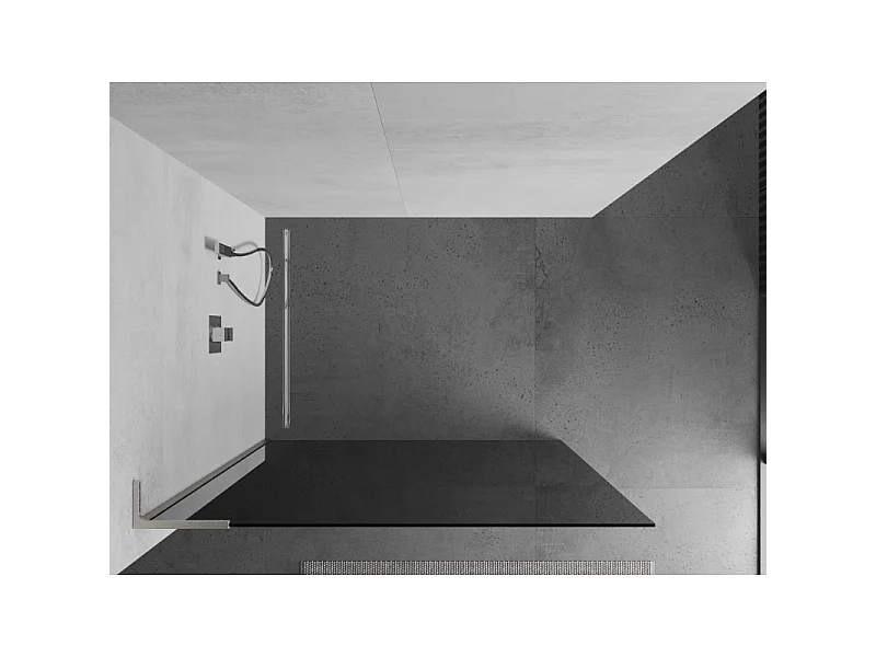 Mexen Kioto L paroi de douche Walk-in 120 x 200 cm, graphite, nickel brossé - 800-120-103-97-40