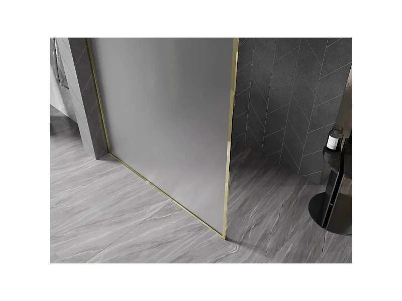Mexen Kioto-F painel de chuveiro Walk-in com moldura 140 x 202 cm, fosco 8 mm, dourado - 800-140-104-50-30
