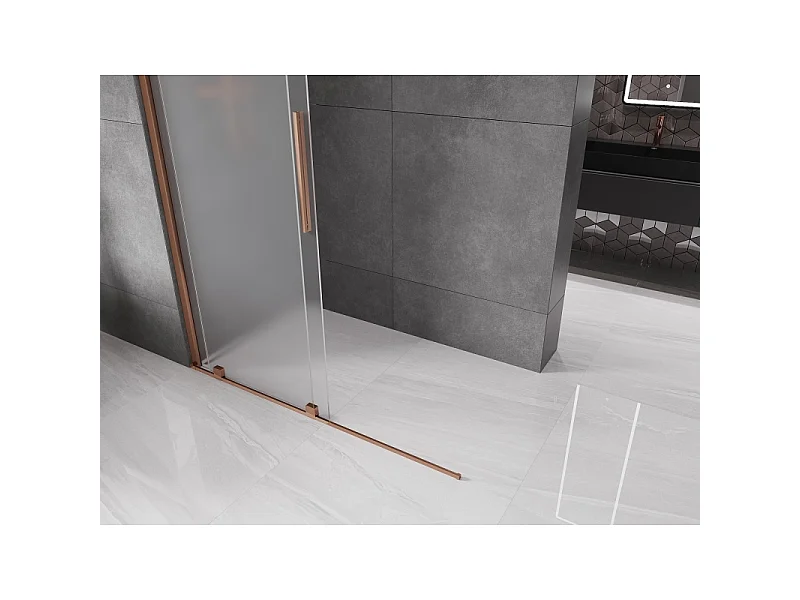 Mexen Velar Walk-in Shower Wall 130 x 200 cm, Frosted 8 mm, Rose Gold - 871-130-000-33-60