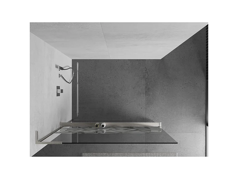 Mexen Kioto+ L cloison de douche avec étagère Walk-in 110 x 200 cm, motif blanc, nickel brossé - 800-110-123-97-85