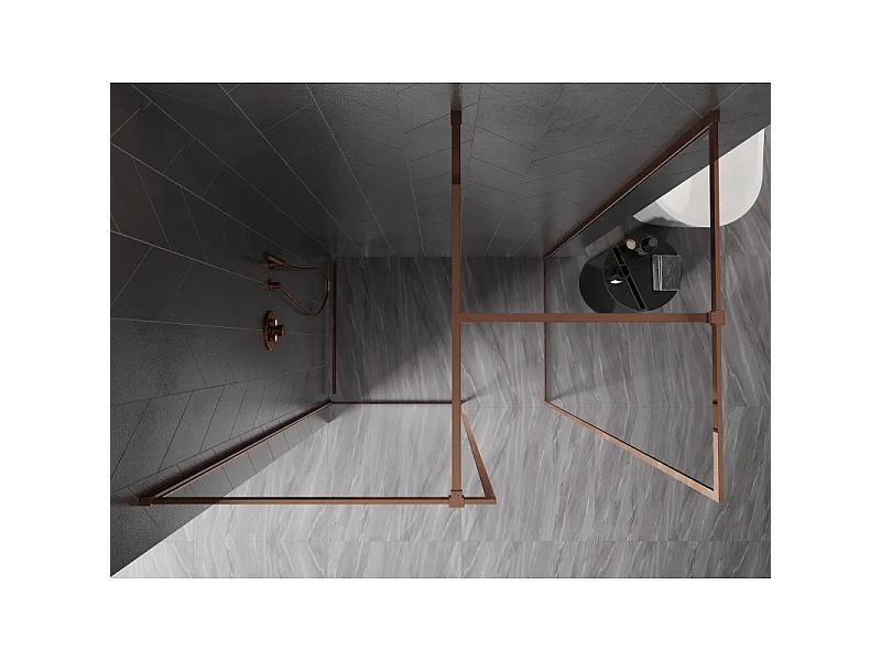 Mexen Kioto-F paroi de douche Walk-in avec cadre 150 x 105 cm, transparent 8 mm, or rose - 800-150-202-04-60-105
