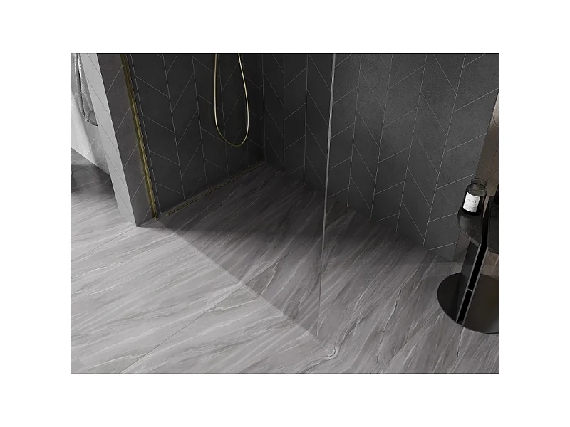 Mexen Kioto-X L tuš stena Walk-in 80 x 200 cm, prozorna 10 mm, zlata - 800-080-107-50-00-X