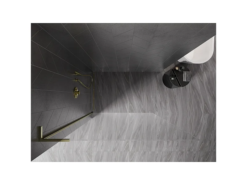 Mexen Kioto-X L tuš stena Walk-in 80 x 200 cm, prozorna 10 mm, zlata - 800-080-107-50-00-X