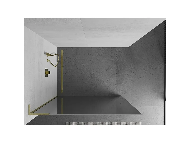 Mexen Kioto L paroi de douche Walk-in 90 x 200 cm, miroir, or brossé - 800-090-103-55-50