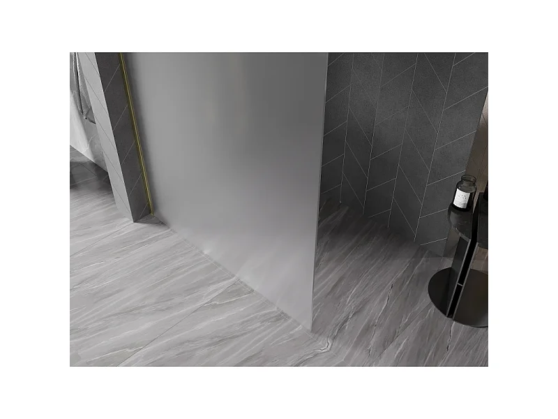 Mexen Kioto-X kopalna pregrada Walk-in 140 x 200 cm, zamegljen 10 mm, zlata ščetka - 800-140-101-55-30-X