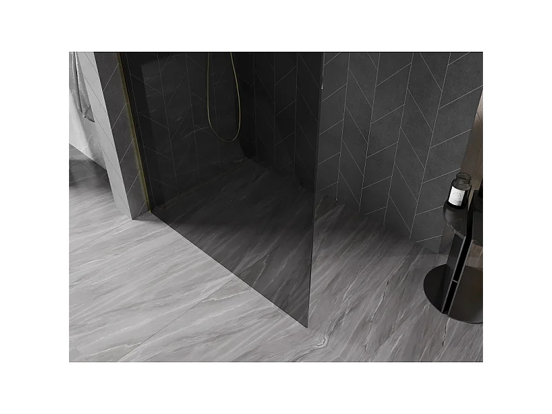 Mexen Kioto-X paroi de douche Walk-in 160 x 200 cm, graphite 10 mm, or - 800-160-101-50-40-X
