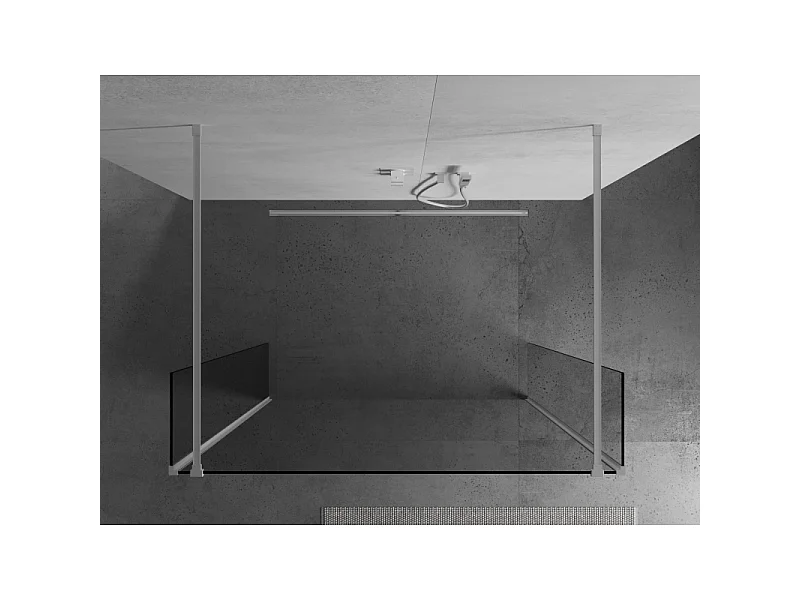 Mexen Kioto paroi de douche autoportante 100 x 30 x 30 cm, transparent, blanc - 800-100-030-222-20-00-030