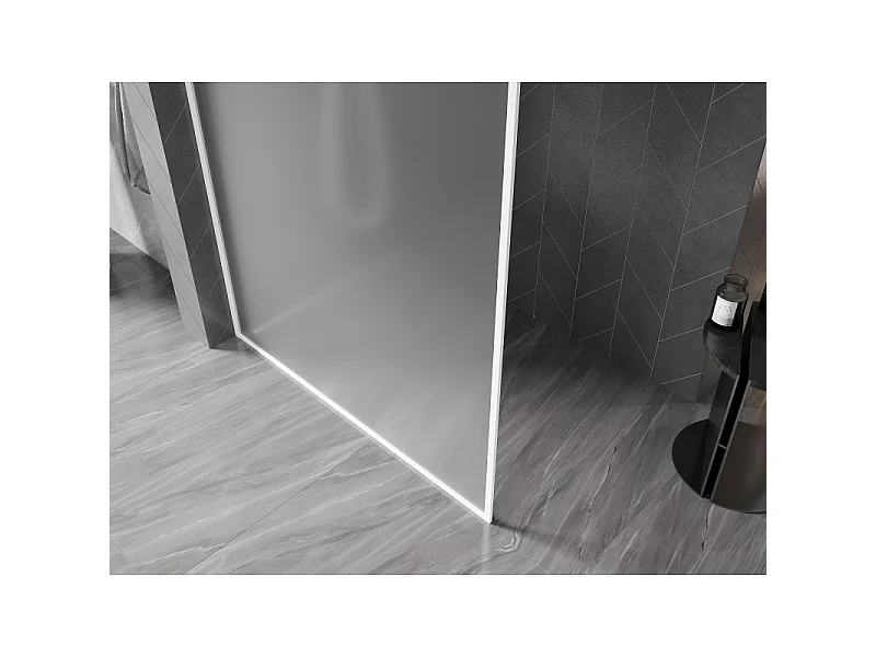 Mexen Kioto-XF Walk-in Shower Screen with Frame 110 x 202 cm, Frosted 10 mm, White - 800-110-104-20-30-X