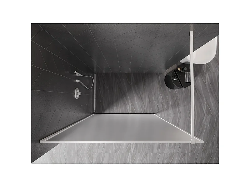 Mexen Kioto-XF Walk-in Shower Screen with Frame 110 x 202 cm, Frosted 10 mm, White - 800-110-104-20-30-X