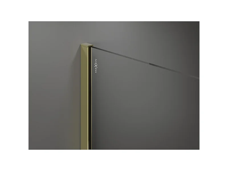 Mexen Kioto Duschwand Walk-in 150 x 40 cm, schwarzer Rahmen, gold - 800-150-212-50-70-040