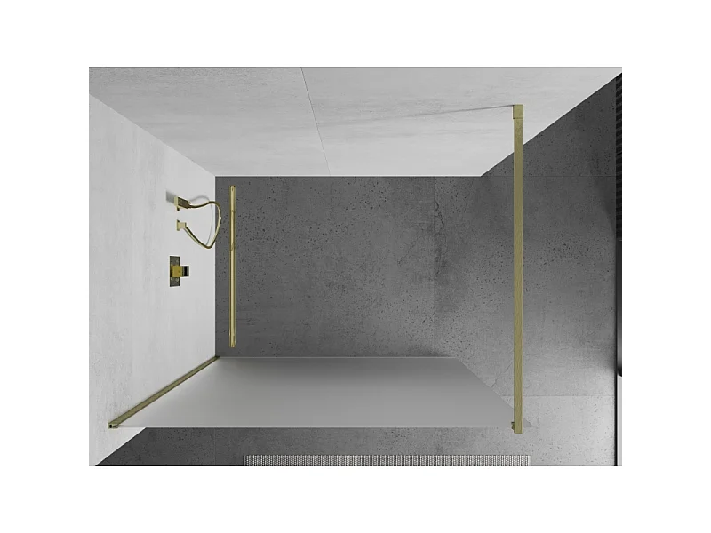 Mexen Kioto panel de ducha Walk-in 80 x 200 cm, escarcha 8 mm, oro cepillado - 800-080-101-55-30