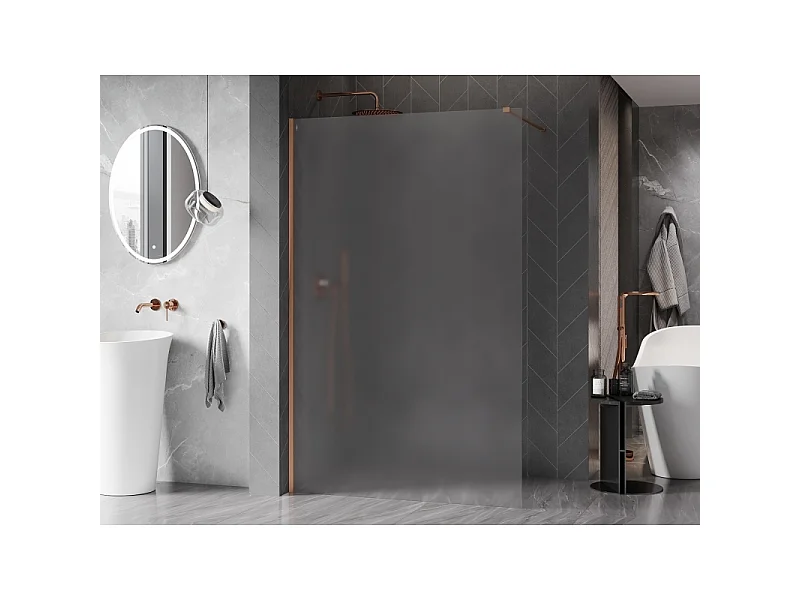 Mexen Kioto-X tuš pregrada Walk-in 90 x 200 cm, mraz 10 mm, brušeni baker - 800-090-101-65-30-X