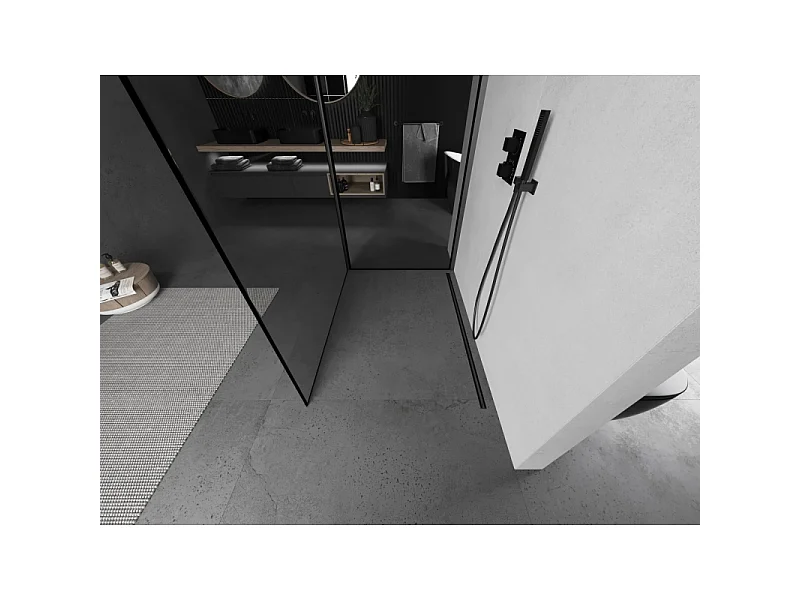 Mexen Kioto douchewand Walk-in 140 x 110 cm, zwart frame, gun metal - 800-140-212-95-70-110