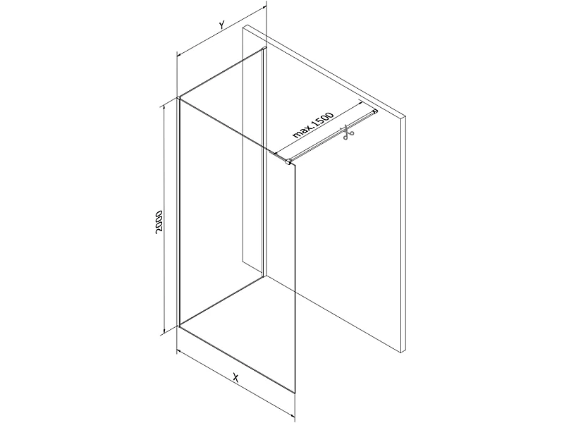 Mexen Kioto douchewand Walk-in 140 x 110 cm, zwart frame, gun metal - 800-140-212-95-70-110
