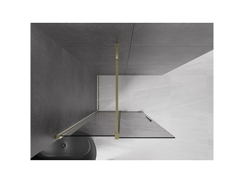 Mexen Velar Duschwand verschiebbar Walk-in 110 x 200 cm, graphit 8 mm, gold - 871-110-000-43-50