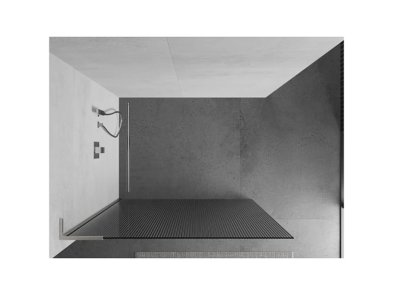 Mexen Kioto L paroi de douche Walk-in 80 x 200 cm, rayures, nickel brossé - 800-080-103-97-09
