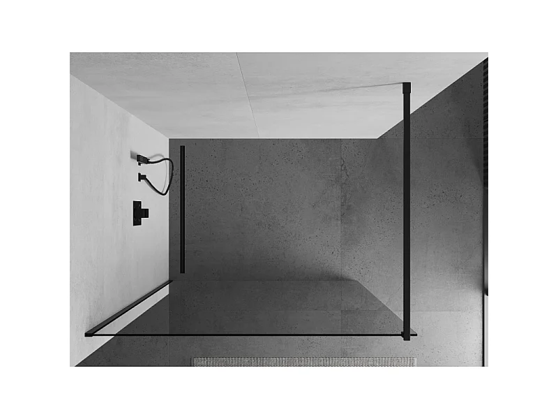 Mexen Kioto paroi de douche Walk-in 100 x 200 cm, transparent 8 mm, noir - 800-100-101-70-00