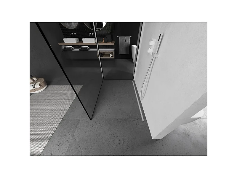 Mexen Kioto Duschwand Walk-in 110 x 90 cm, schwarzer Rahmen, weiß - 800-110-212-20-70-090