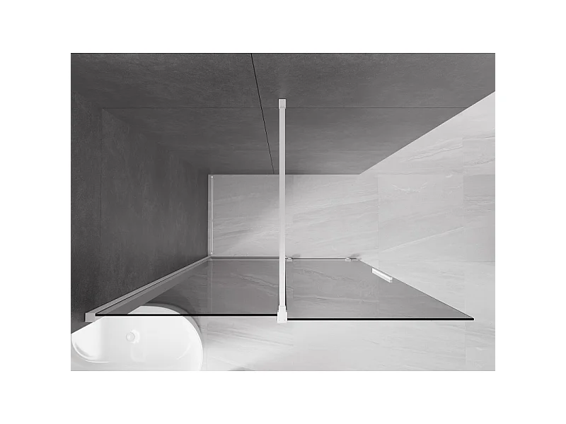 Mexen Velar Walk-in Shower Screen 130 x 200 cm, Graphite 8 mm, White - 871-130-000-43-20