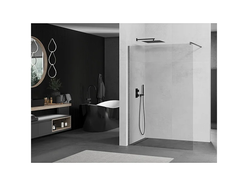 Mexen Kioto Tuš pregrada Walk-in 125 x 200 cm, prozorna 8 mm, brušeni sivi odtenek - 800-125-101-66-00